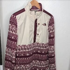 The North Face Women's Cream and Burgundy Ski Jacket